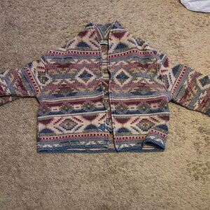 Tantrums Pastel Southwestern Knit Cardigan - Pink, Blue, Tan